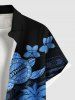 Plus Size Coconut Tree Floral Turtle Print Hawaii Button Pocket Shirt For Men -  