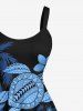 Robe Ligne A Courbée Cocotier Fleurie Imprimé de Grande Taille - Noir L