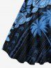 Robe Ligne A Courbée Cocotier Fleurie Imprimé de Grande Taille - Noir L