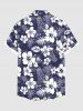 Plus Size Floral Tropical Leaves Print Hawaii Button Pocket Shirt For Men -  