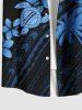 Plus Size Coconut Tree Floral Turtle Print Hawaii Button Pocket Shirt For Men -  