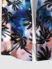 Plus Size Tie Dye Coconut Tree Print Buttons Pocket Hawaii Shirt For Men -  