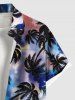 Plus Size Tie Dye Coconut Tree Print Buttons Pocket Hawaii Shirt For Men -  