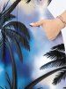 Plus Size Tie Dye Coconut Tree Print Split Hawaii Midi Dress -  