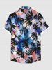 Plus Size Tie Dye Coconut Tree Print Buttons Pocket Hawaii Shirt For Men -  