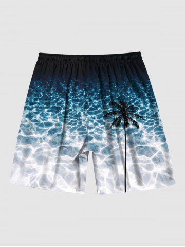 Coconut Tree Water Ripples Print Plus Size Matching Hawaii Beach Outfit For Couples