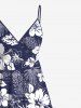 Flower Tropical Leaf Print Plus Size Matching Hawaii Beach Outfit For Couples -  
