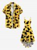 Plus Size Black Cats Print High Low Hawaii Cami Dress -  