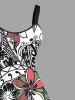 Plus Size Flowers Leaf Print Hawaii Tank Dress -  