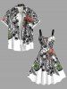 Plus Size Flowers Leaf Print Hawaii Tank Dress -  