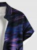 Plus Size Coconut Tree Oil Painting Sun Sky Print Buttons Pocket Hawaii Shirt For Men -  