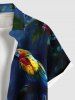 Plus Size Parrot Fall Flowers Print Buttons Pocket Hawaii Shirt For Men -  
