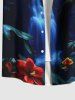 Plus Size Parrot Fall Flowers Print Buttons Pocket Hawaii Shirt For Men -  