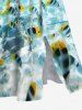 Plus Size Seascape Fish Cloud Bridge Print Split Hawaii Midi Dress -  