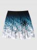 Plus Size Coconut Tree Ombre Sea Waves Glitter 3D Print Hawaii Beach Shorts For Men -  