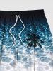 Plus Size Coconut Tree Ombre Sea Waves Glitter 3D Print Hawaii Beach Shorts For Men -  