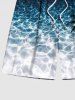 Plus Size Coconut Tree Ombre Sea Waves Glitter 3D Print Hawaii Beach Shorts For Men -  