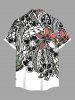 Plus Size Flowers Leaf Print Buttons Pocket Hawaii Shirt For Men -  