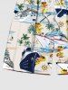 Plus Size Coconut Tree Sea Waves Ship Ducks Print Hawaii Beach Shorts For Men -  