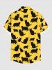 Plus Size Black Cats Print Buttons Pocket Hawaii Shirt For Men -  