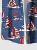 Plus Size Sailboat Sea Wave Print Hawaii Cruise Button Pocket Shirt For Men -  