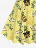 Plus Size Cartoon Pineapple Tropical Leaves Print Hawaii A Line Tank Dress - Jaune 4X