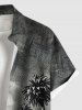 Plus Size Coconut Tree Ombre Textured Print Hawaii Button Pocket Shirt For Men -  