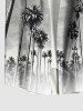 Plus Size Coconut Tree Ombre Textured Print Hawaii Button Pocket Shirt For Men -  