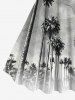 Plus Size Coconut Tree Ombre Textured Print Hawaii A Line Tank Dress -  