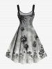 Robe Ligne A Texturée Ombrée Cocotier Imprimé de Grande Taille - Gris 6X