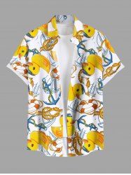Plus Size Duck Swimming Ring Anchor Sailboat Print Hawaii Cruise Shirt For Men -  