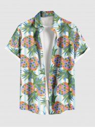 Chemise hawaïenne à rayures colorées et imprimé ananas, grande taille, avec poche boutonnée, pour hommes - Vert M