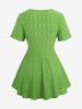 Heart Chain Panel Surplice Ruffles Broderie Anglaise Hollow Out Top and Leaf Plant Star Glitter Sparkling Sequin 3D Printed Leggings Plus Size Outfit -  