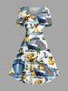 Coconut Tree Ducks Sea Waves Ship Print Plus Size Matching Hawaii Beach Outfit For Couples -  