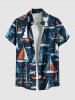 Sailboat Sea Wave Cruise Print Plus Size Matching Beach Shirts Dress Outfit For Couples -  