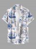 Sailboat Starfish Anchor Steering Wheel Cruise Print Plus Size Matching Beach Dress Shirts Outfit For Couples -  