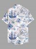Sailboat Starfish Anchor Steering Wheel Cruise Print Plus Size Matching Beach Dress Shirts Outfit For Couples -  