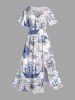 Sailboat Starfish Anchor Steering Wheel Cruise Print Plus Size Matching Beach Dress Shirts Outfit For Couples -  