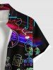 Plus Size Beer Juice Letters Neon Print Buttons Pocket Hawaii Shirt For Men -  