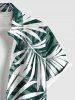 Plus Size Tropical Leaf Print Buttons Pocket Hawaii Shirt For Men -  