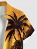 Plus Size Coconut Tree Seascape Ship Sun Mountain Print Buttons Pocket Hawaii Shirt For Men -  