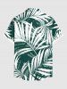 Plus Size Tropical Leaf Print Buttons Pocket Hawaii Shirt For Men -  