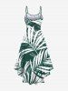Plus Size Tropical Leaf Print High Low Hawaii Cami Dress -  