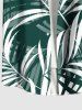 Plus Size Tropical Leaf Print Buttons Pocket Hawaii Shirt For Men -  