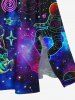 Robe Cache-Coeur Imprimé Astronaute et Galaxie Grande Taille - Noir 1X