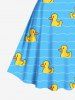 Plus Size Ducks Wave Line Print Vintage Hawaii Dress -  
