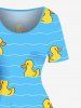 Plus Size Ducks Wave Line Print Vintage Hawaii Dress -  