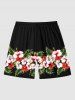 Plus Size Tropical Leaf Flower Print Hawaii Beach Shorts For Men -  