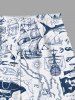 Plus Size Pirate Ship Map Flag Print Cruise Hawaii Beach Shorts For Men -  