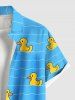Plus Size Ducks Wave Line Print Buttons Pocket Hawaii Shirt For Men -  